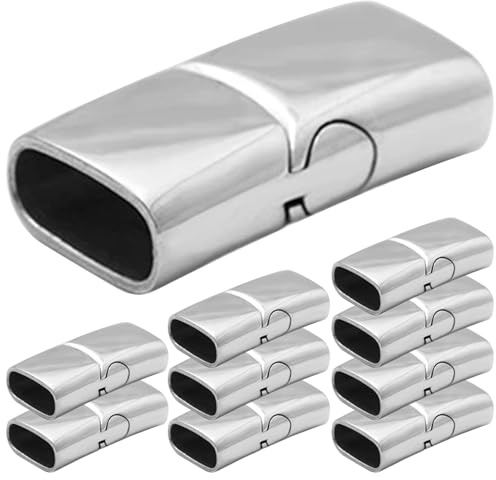 Magnetiska spännen för armband, 10-pack rostfritt stål 10 x 5 mm, polerad slät för enkel gör-det-själv-smyckestillverkning, silver smyckeslås