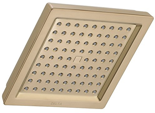 Delta Brushed Gold Rain Shower Head, 6.5 Inch Square Shower Head Rainfall, Overhead Rain Showerhead, 2.5 GPM Flow Rate, Champagne Bronze RP62283CZ