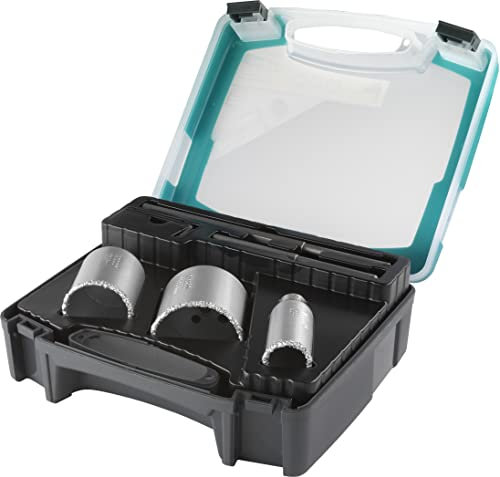 wolfcraft Juego de sierras de corona de perforación, recubrimiento de carburo de tungsteno, 5 piezas I 1003000 I Para paredes de ladrillo y piedra, Ø 33, 53 y 68 mm, profundidad de corte: 55 mm