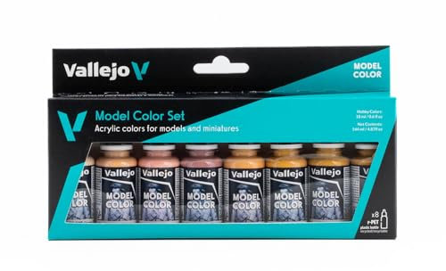 Vallejo Model Color Face Skin Colours Acrylic Paint Set - Assorted Colours (Pack of 8), Brown, 17 ml (Pack of 8)
