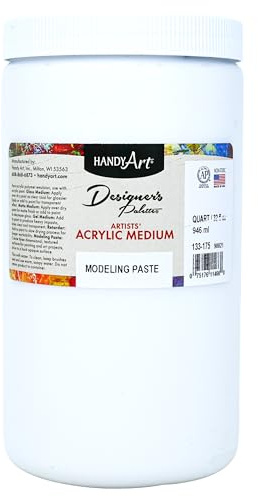 Handy Art Designer's Palette Modeling Paste Medium, 32 oz (Quart) Container, Creates 3D Texture & Impasto Effects, Dries Hard & Opaque, AP Non-Toxic, Allergy Friendly, Made in USA