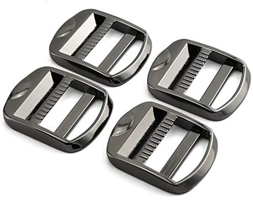 HJ Garden 4pcs Metal Ladder Lock Buckle Slider Adjustable Zinc Alloy Buckles for Backpack Strap Accessories 25mm(Black)
