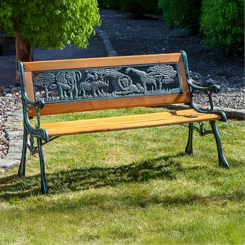garden mile® Banc de jardin en bois pour enfants - Arche de Noé - Chaises d'extérieur en fonte solide et stable