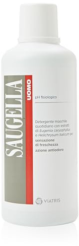 Saugella Uomo, Detergente Intimo e Corpo Rivitalizzante, Antiodore, Con Estratti di Elicriso e Chiodi di Garofano per un Uso Quotidiano nel Rispetto del pH Fisiologico, 750 ml