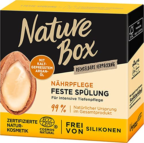 Nature Box Spülung Nährpflege (80 g), fester Conditioner mit Argan-Öl sorgt für intensive Tiefenpflege, recycelbare Verpackung