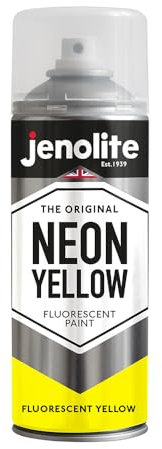 JENOLITE Bombe de peinture fluorescente | Jaune fluo | Peinture multi-surfaces haute visibilité | 400 ml
