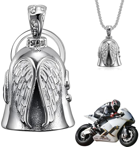 Xinlon Campana Moto Amuleto, Llavero Motero con Anillo Colgante, Campana Guardian Moto, Campana de Moto Guardian Bell para Motocicleta, para Bendecir la Paz, Amuleto de la Suerte, Accesorios Moto
