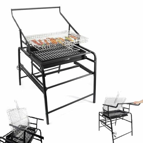 ZenSeFarin Griglie a Carbone Rotanti a 360°, Griglia a Carbone Portatile per Esterni, Griglia per Barbecue Girevole in Acciaio Inossidabile, per Campeggio, Barbecue, Picnic, Feste in Spiaggia