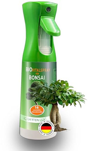 Garten Lux Spray bio Vital pour feuilles de plantes de bonsaï - 300 ml - Avec 16 oligo-éléments pour l'entretien du bonsaï - Vaporisez - Prêt à l'emploi.