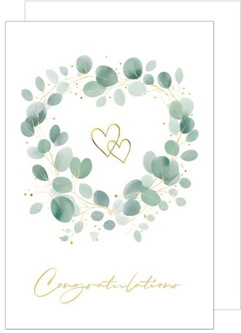 Edition Seidel Premium XXL Maxi gratulationskort till bröllopet med kuvertformat DIN A4. Bröllopskort gratulationskort med engelsk text för brudpar man och fru, Mr & Mrs Just Married (A4-H1001)