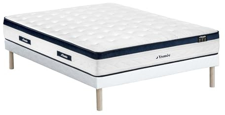 Vente-unique-Set 140 x 190 cm rete imbottita + materasso molle insacchettate 5 zone tessuto rinfrescante sp.28cm - KOROVOU