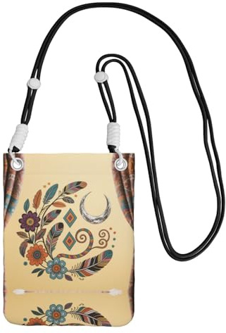 BOXILTD Fyra sväljer telefonväska crossbody – mobiltelefon crossbody-väska med justerbar rem för daglig användning och pendling, blommor och fjädrar, en storlek