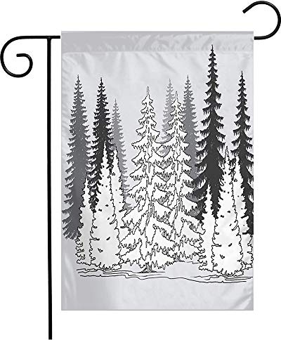 Bandera Conjunto De Madera, Siluetas De Árboles Coníferos, Invierno, Parques Aislados, Objetos, Objetos Nuevos, Año Nuevo. Bandera De Brisa Banderas De Poliéster, Para Boda, Fiesta, 30x45cm