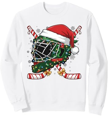 Casque de Hockey sur Glace de Noël pour Hommes, garçons, Enfants, Adolescents Sweatshirt