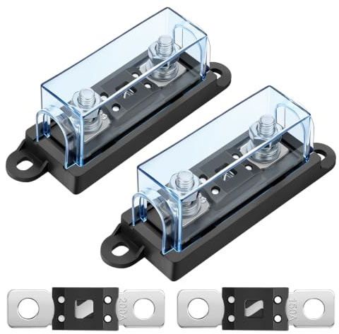 Linkstyle MEGA säkringshållare med 60A/125A/150A/200A säkring, 2 stycken | 32 V DC 1-vägs bilsäkringshållare upp till 600 A max för 12 V/24 V bil ljudinverterare husbil båt lastbil