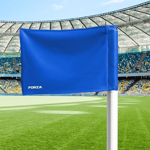 FORZA Pro Football Corner Flags [Set of 4] | Regulation Match Corner Flag | Spring Loaded Heavy Duty PVC Poles - 8 Flag Colour Options - 30mm or 50mm
