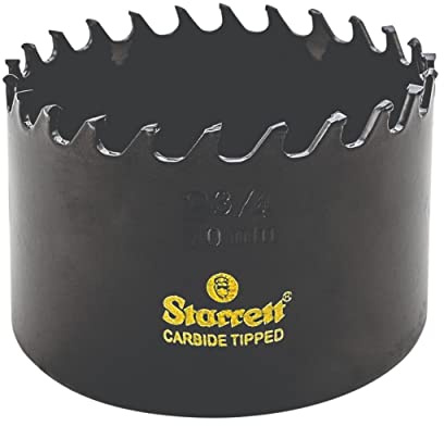 Starrett Tungsten Carbide Tipped Hole Saw - CT234 Deep Cut Holesaw Cutter - For Wood Suspended Flooring Reinforced Concrete & Fibreglass - 70MM