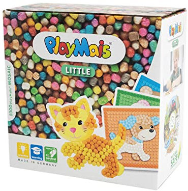 Playmais MOSAIC Little Friends Kreativ-Set zum Basteln für Kinder ab 3 Jahren | Über 2.300 Stück & 6 Mosaik Klebebilder mit süßen Tieren | Fördert Kreativität & Feinmotorik | Natürliches Spielzeug