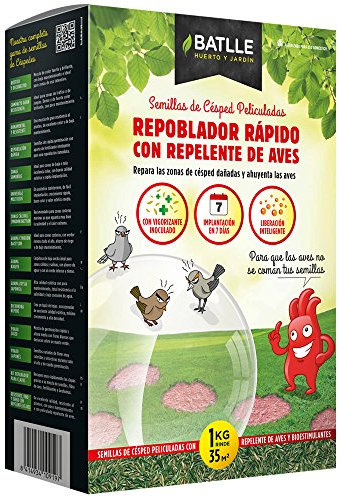 Semillas Batlle Césped Repoblador Rápido con Repelente de Aves - 1kg