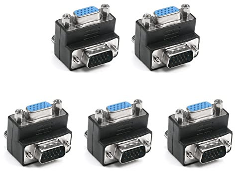 Fielect 5Pcs 15Pin DB15 Femmina a DB15 Maschio Gender Changer Adattatore Accoppiatore Connettore Ad Angolo Retto VGA Gender Changer per Applicazioni Seriali