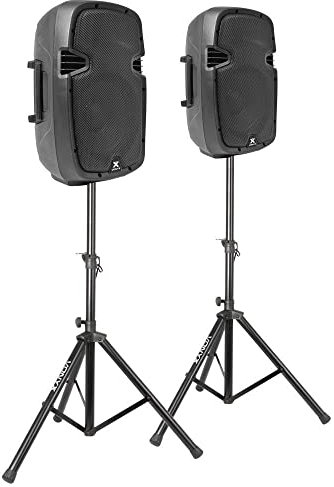 Vonyx SPJ-1000A - Conjunto de Altavoces Activos 10” 800 W con Soportes, Bolsa de Transporte, Amplificador Integrado, Sonido Potente y portátil para DJs, Fiestas, Eventos y Karaoke