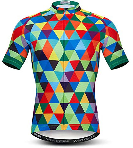 Radtrikot Herren Kurzarm Kariertes Fahrradtrikot für Männer Rennrad Trikot Sommer Fahrrad Shirt Buntes Mountainbike Radfahren Trikot Atmungsaktive Radsport Bekleidung CD8