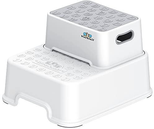 BlueSnail Tritthocker Kinder und Kleinkind 2 Stufen, Anti-Rutsch, Kinderhocker Badezimmer, küchentritt Kind und tritthocker Kinder Toilette (Weiß)