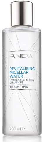 Avon Anew Revitalising Micellar Water 200ml, Contains Hyaluronic Acid and Vitamin B3, Dissolves Oil Based Make-Up, For All Skin Types, Cruelty Free