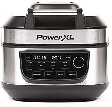 Power XL Grill Air Fryer Combo - Large 5.7L Capacity - 12-in-1 Electric Multicooker - Air Fry, Slow Cook, Steam, Saute, Grill, Bake, Roast, Rice Cooker, Simmer, Sous Vide, Fry & Keep Warm - Non-Stick