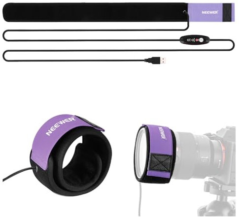 NEEWER Calentador de Lente USB, 500mm Calentador Lente con Tecnología de Calentamiento Rápido y Uniforme FPC para Astrofotografía Cámara DSLR, 3 Niveles de Temperatura, Previene Sobretensión, HW-30