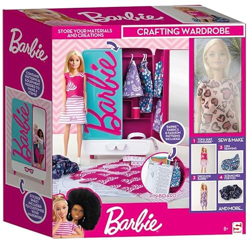 TOPLINE Barbie Wardrobe Fashion Ultimate Gift - Craft Your Own Outfit With Doll, Pattern & Equipment Included. Toys for Christmas Stocking Fillers, Secret Santa Gifts Card