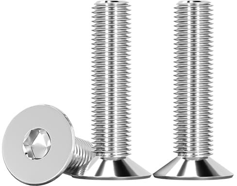 Drenky M8 X 30mm Schraube Senkkopf mit Abgesenktem Kopf 10 Stück Senkkopfschrauben Edelstahl V2A VA A2 Schrauben DIN 7991 / ISO 10642 Senkschraube Rostfrei Silber Innensechskant Regelgewinde