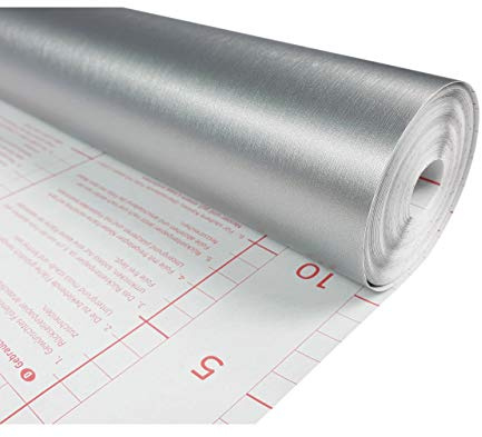 DecoMeister Papel Adhesivo Aluminio Cepillado Para Cocina Armarios Vinilo Autoadhesivo Efecto Metálico Para Muebles Puertas Lámina Plata Para Forrar Para Mesa Decoración Para Hogar Rollo 90 x 25 cm