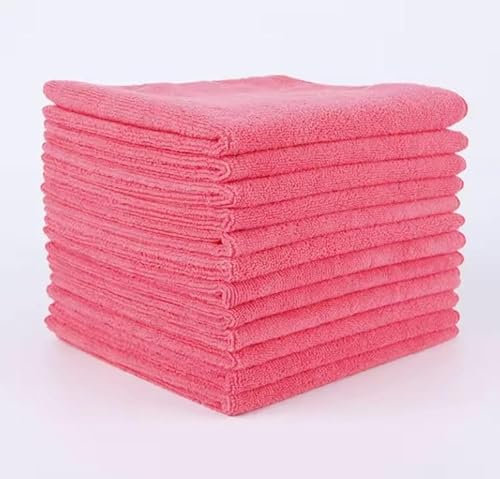 AVERN Microfiber Cleaning Cloth, All Purpose Microfibre Towels 250GSM Streak Free Cleaning Rags Microtex Pack Of 10 Large Size 40 x 40 cm (15.7 x 15.7 inch) (Pink)