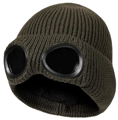 TAGVO Bonnet en Tricot Chaud d'hiver, Doublure en Polaire Thermique Coupe-Vent, Ski Randonnée, Bonnet de Course, Chapeau de Crâne Epais et Souple pour Hommes, Femmes Adultes, Sport de Plein Air