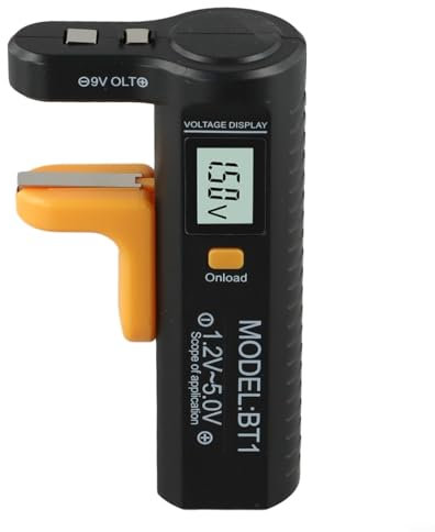 Besshepplo Probador digital de batería, comprobador de batería seca, funciona con pilas AAAA, AA de 9 V y 1,5 V, comprobaciones de voltaje de celda seca portátil, prueba de batería multifunción