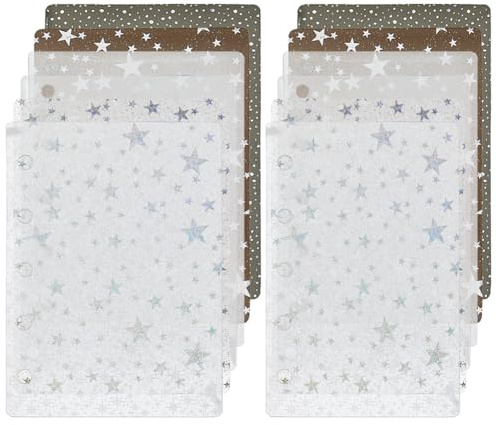 SUPERFINDINGS 12 feuille de 2 tailles D'Intercalaires en Plastique Transparent Série Dazzle Séparateurs de Classeurs avec 5 trous Onglets Multicolores Insérables pour Agenda Scolaire DIY
