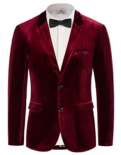 PJ PAUL JONES Samt Sakko Herren Smoking Business Glitzer Blazer 2 Knöpfe | Samtblazer | 2 Knöpfe | Abendbankett | Hochzeit | Weihnachten