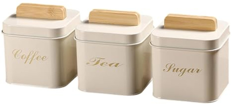 DEKKRYNFV Barattolo con coperchio in bambù per caffè, tè sfusi e caramelle, contenitore per alimenti, strumento di organizzazione della cucina, barattolo di stoccaggio in ferro con coperchio in bambù