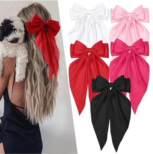Valentine's Day Hair Bows for Women Girls Pink Hair Bow Valentines Hair Accessories Gifts 5 Packs