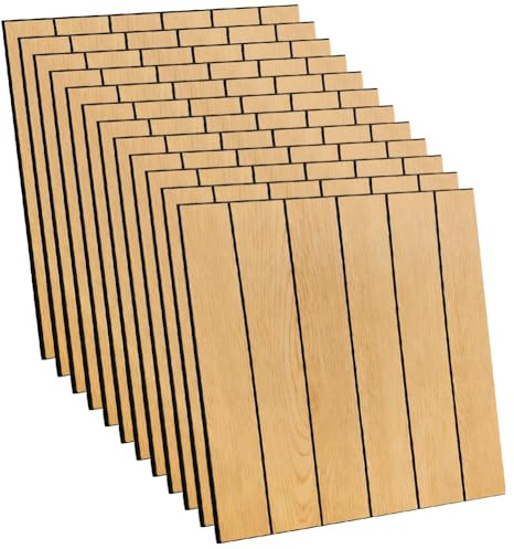 12 stycken väggpaneler Självhäftande, 30×30 cm PVC-väggpaneler, akustikpaneler Väggpaneler med träutseende för vardagsrum, sovrum, kontor och kök (Medium Eiche)