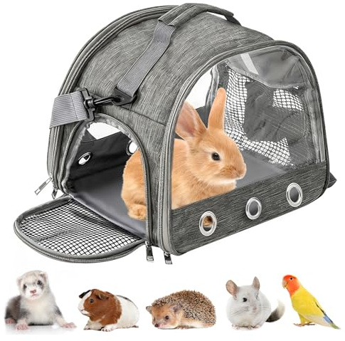 Kleine Haustier-Tragetasche, Kleintier Tragetasche, Transportbox für Katze Mit Seitlicher Öffnung, Meerschweinchen-Tragetasche, Faltbare Transportbox, Hundetransportbox für Kätzchen Welpen Vögel(Grau)