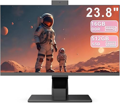 PC Todo-en-Uno 23,8 Pantalla táctil, Core i7 (hasta 3,0 GHz), 16 GB RAM, 512 GB SSD, Webcam emergente, WiFi6 doble banda, Bluetooth 5.3, ratón y teclado con cable, ideal para teletrabajo, educación