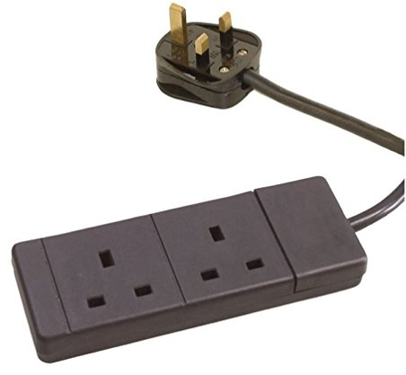 PRO ELEC PELB1800 2 Gang Extension Lead Black, 1m