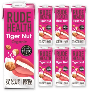 Rude Health 6 x 1 Litre Organic Tiger Nut Drink, Milk Alternative | 100% Natural, Lactose Free, Dairy Free, Gluten-Free, Unsweetened, Award-Winning, Healthy & Vegan, 100% Recyclable Packaging
