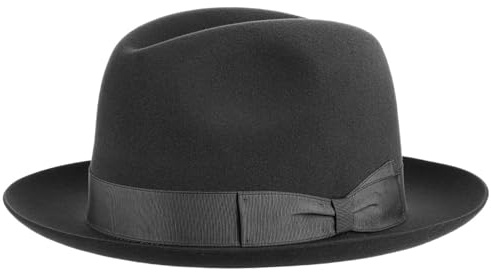 Borsalino Georgio Fur Felt Hat Women/Men - Movie Fedora Men´s with Grosgrain Band Summer-Winter - 61 cm Black