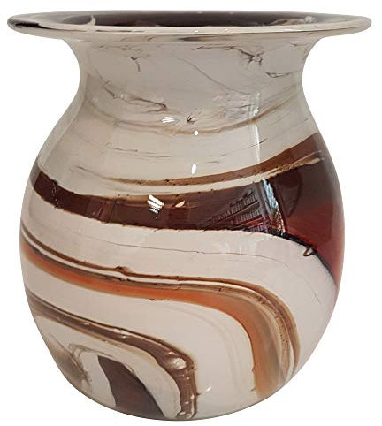 Oberstdorfer - Vaso a Sfera in Vetro soffiato a Bocca, Altezza ca. 20 cm, Colore: Beige/Bianco