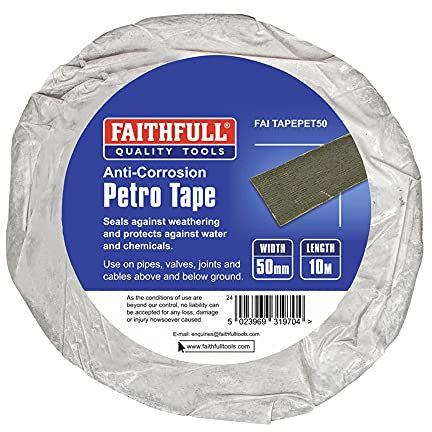 Faithfull FAITAPEPET50 Petro Anti-Corrosion Weatherproof Tape 50mm x 10M for Protection of Exposed Metal Pipework