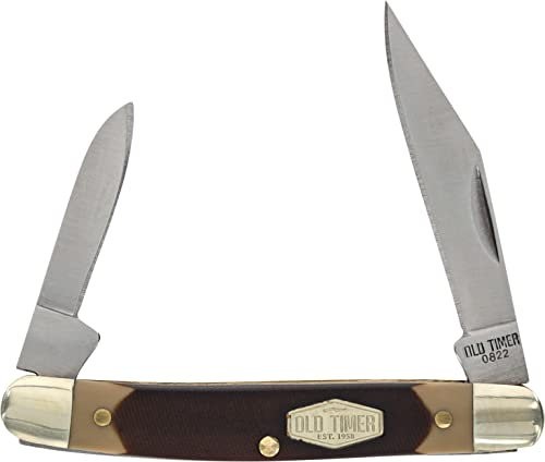 Old Timer 104OT Kleines Kanu 12 cm S.S. Traditionelles Klappmesser mit 5,1 cm Klinge und Sägeschliffenem Griff für Outdoor, Jagd, Camping und EDC