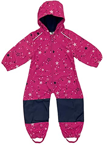 G5 APPAREL Kids Waterproof Softshell Fleece Lined Puddle All In One Rain Suit Overall (Pink, 6_months)